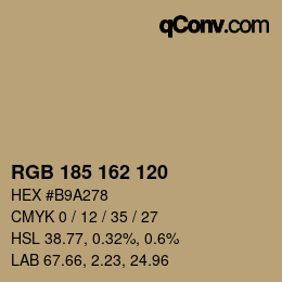 Color code: RGB 185 162 120 | qconv.com