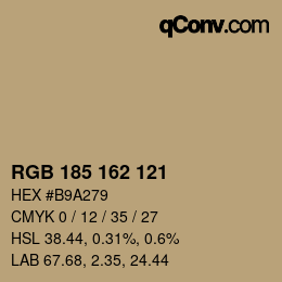 Color code: RGB 185 162 121 | qconv.com