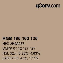 Color code: RGB 185 162 135 | qconv.com