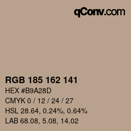 Color code: RGB 185 162 141 | qconv.com