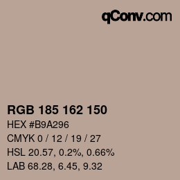 Color code: RGB 185 162 150 | qconv.com