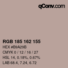 カラーコード: RGB 185 162 155 | qconv.com