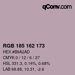 Color code: RGB 185 162 173 | qconv.com