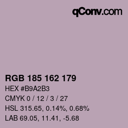 Color code: RGB 185 162 179 | qconv.com