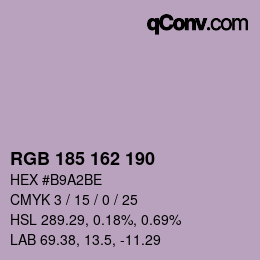 Color code: RGB 185 162 190 | qconv.com