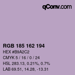 Color code: RGB 185 162 194 | qconv.com