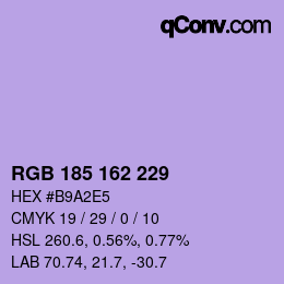 Color code: RGB 185 162 229 | qconv.com