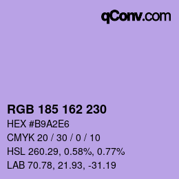 Color code: RGB 185 162 230 | qconv.com