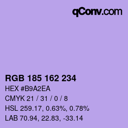 Color code: RGB 185 162 234 | qconv.com