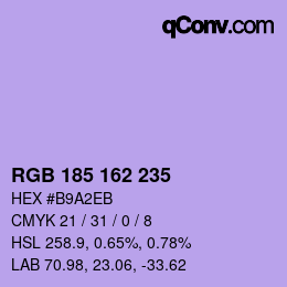 Color code: RGB 185 162 235 | qconv.com