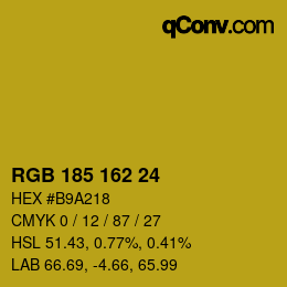 Farbcode: RGB 185 162 24 | qconv.com
