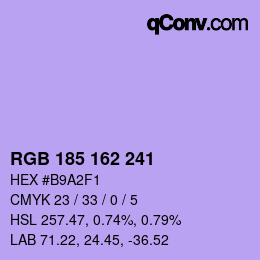Color code: RGB 185 162 241 | qconv.com