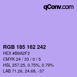颜色代码: RGB 185 162 242 | qconv.com