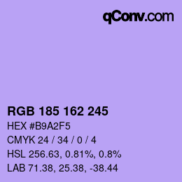 カラーコード: RGB 185 162 245 | qconv.com
