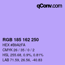 Color code: RGB 185 162 250 | qconv.com