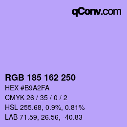 カラーコード: RGB 185 162 250 | qconv.com