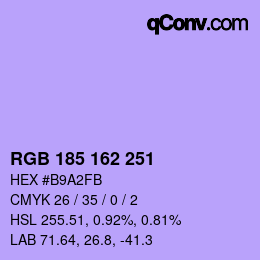 Color code: RGB 185 162 251 | qconv.com