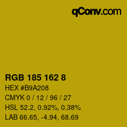 Color code: RGB 185 162 8 | qconv.com