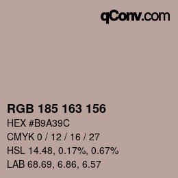 Color code: RGB 185 163 156 | qconv.com