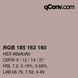 カラーコード: RGB 185 163 160 | qconv.com