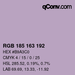 Color code: RGB 185 163 192 | qconv.com
