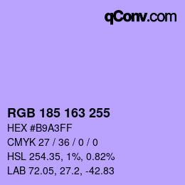 Color code: RGB 185 163 255 | qconv.com