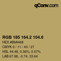 カラーコード: RGB 185 164.2 104.6 | qconv.com
