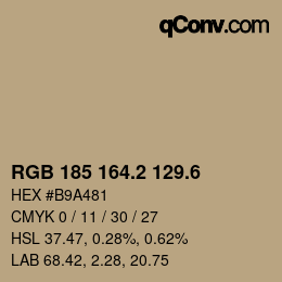 カラーコード: RGB 185 164.2 129.6 | qconv.com