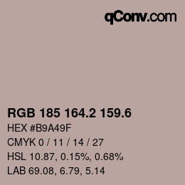 カラーコード: RGB 185 164.2 159.6 | qconv.com