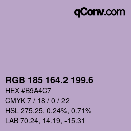 カラーコード: RGB 185 164.2 199.6 | qconv.com