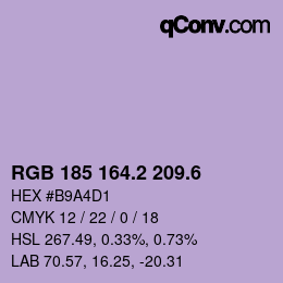 カラーコード: RGB 185 164.2 209.6 | qconv.com