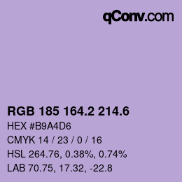 カラーコード: RGB 185 164.2 214.6 | qconv.com
