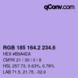 カラーコード: RGB 185 164.2 234.6 | qconv.com