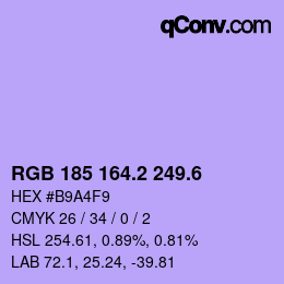 カラーコード: RGB 185 164.2 249.6 | qconv.com