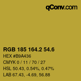 カラーコード: RGB 185 164.2 54.6 | qconv.com