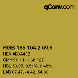 カラーコード: RGB 185 164.2 59.6 | qconv.com