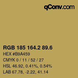 カラーコード: RGB 185 164.2 89.6 | qconv.com