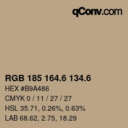 カラーコード: RGB 185 164.6 134.6 | qconv.com