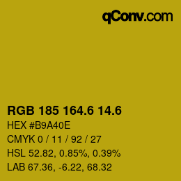 カラーコード: RGB 185 164.6 14.6 | qconv.com