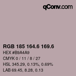 カラーコード: RGB 185 164.6 169.6 | qconv.com