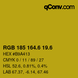 カラーコード: RGB 185 164.6 19.6 | qconv.com