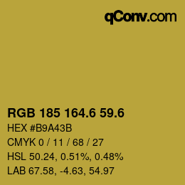 カラーコード: RGB 185 164.6 59.6 | qconv.com