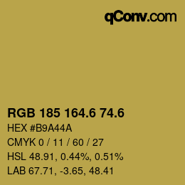 カラーコード: RGB 185 164.6 74.6 | qconv.com