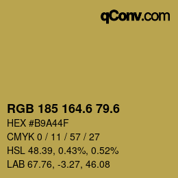 カラーコード: RGB 185 164.6 79.6 | qconv.com