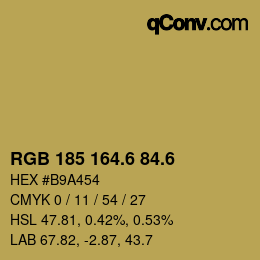 カラーコード: RGB 185 164.6 84.6 | qconv.com