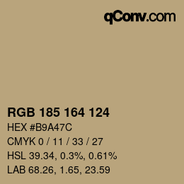 Color code: RGB 185 164 124 | qconv.com