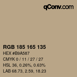 カラーコード: RGB 185 165 135 | qconv.com