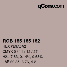 カラーコード: RGB 185 165 162 | qconv.com