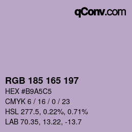 カラーコード: RGB 185 165 197 | qconv.com