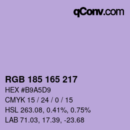 Color code: RGB 185 165 217 | qconv.com